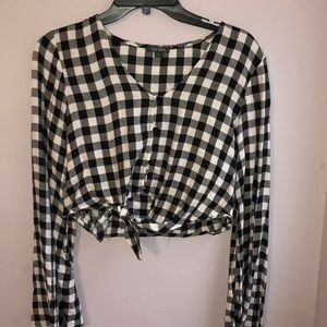 Gingham Long Sleeve Blouse